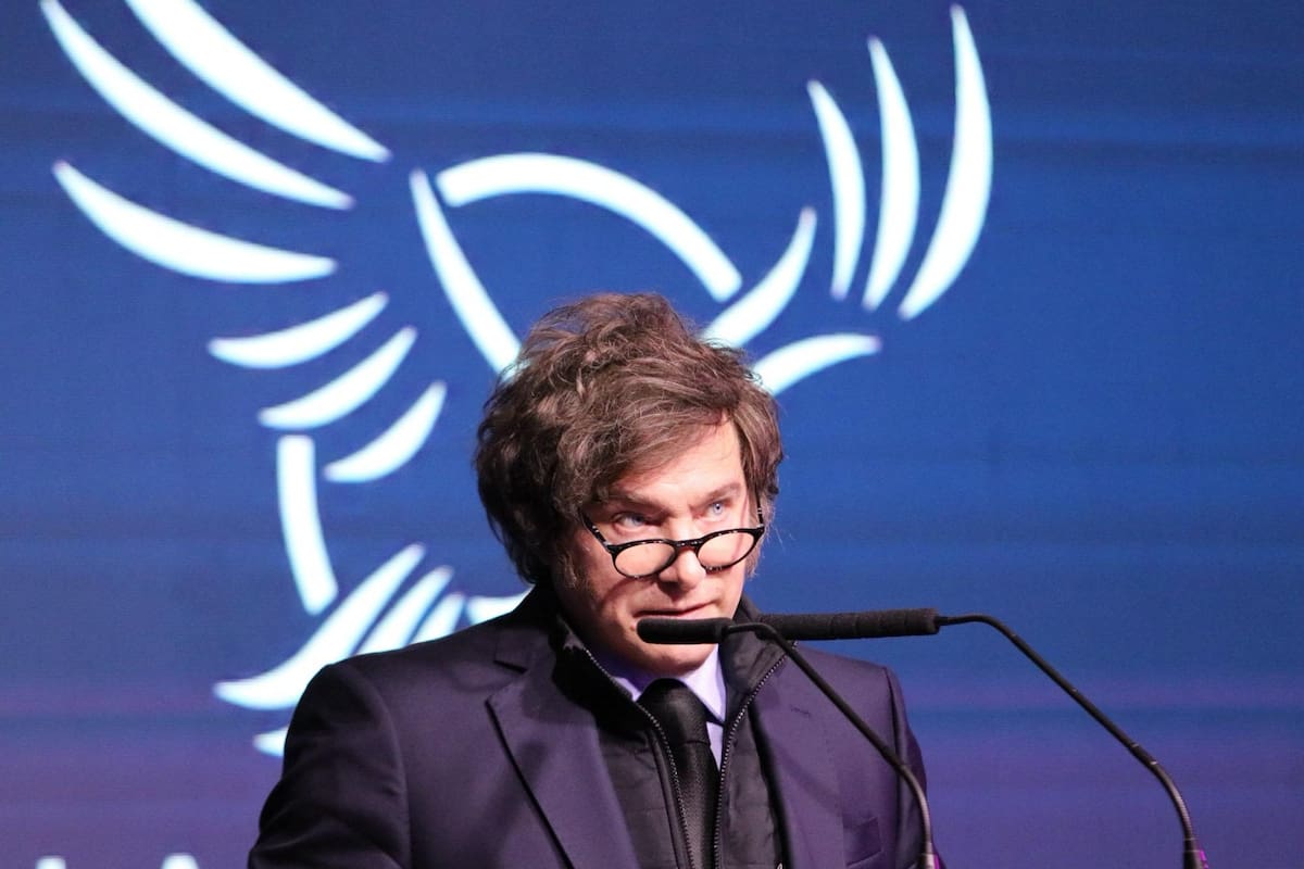 El Presidente Javier Milei, en un evento de La Libertad Avanza