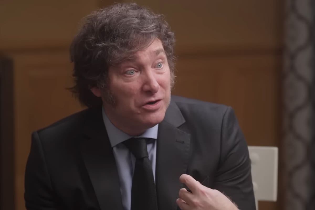 El presidente Javier Milei en una entrevista en Estados Unidos