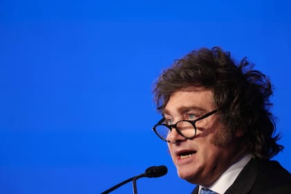 El presidente Javier Milei esta semana, en una conferencia en el Instituto Milken en Estados Unidos