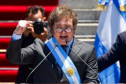 El presidente Javier Milei habló de espaldas al Congreso el día de su asunción