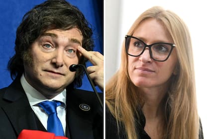 El presidente Javier Milei junto a la diputada nacional de Unión por la Patria (UxP), Florencia Carignano