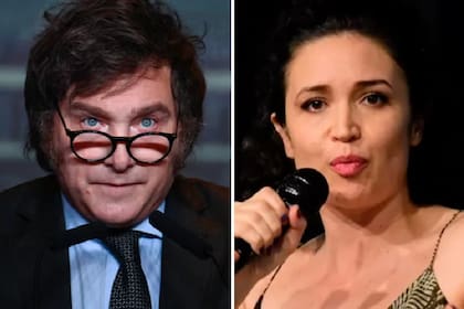 El presidente Javier Milei junto a la periodista Julia Mengolini