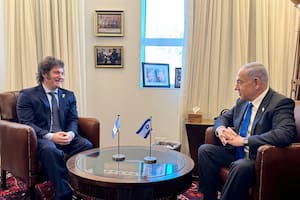 El presidente Javier Milei junto a su par israelí, Benjamin Netanyahu