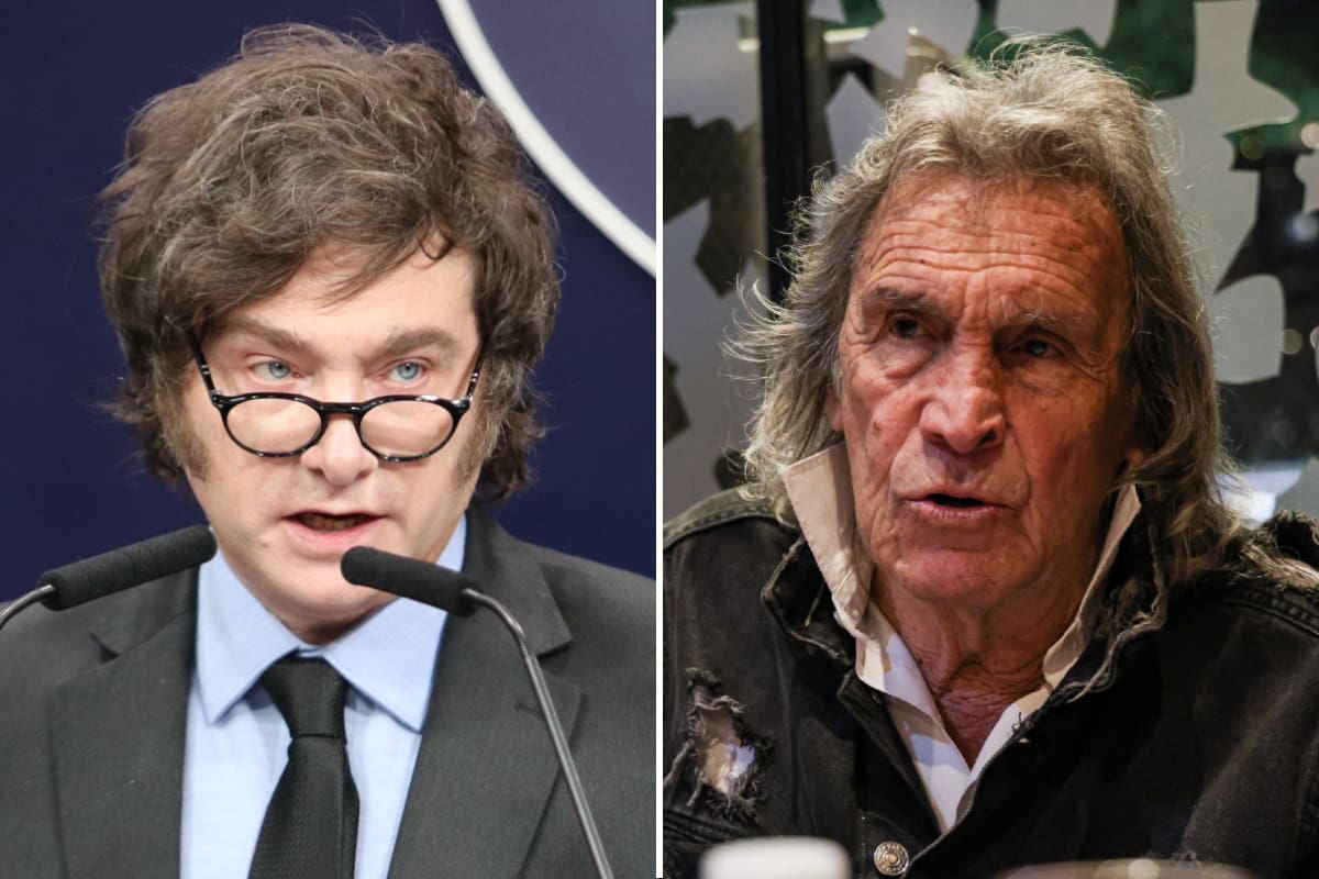 El presidente Javier Milei junto al ídolo de Boca Juniors, "El Loco" Hugo Orlando Gatti