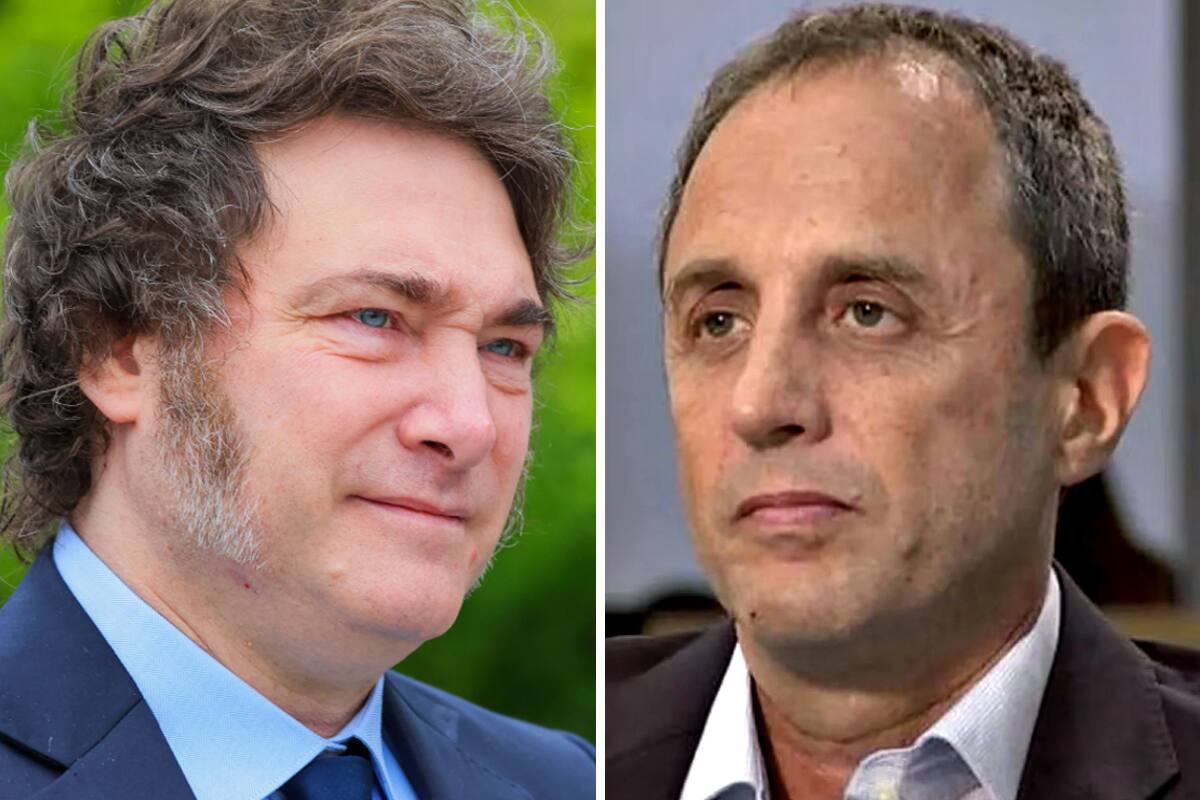 El presidente Javier Milei junto al periodista y conductor radial, Ernesto Tenembaum