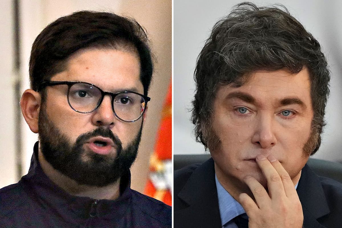 El presidente Javier Milei y el mandatario de Chile, Gabriel Boric