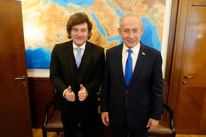 El presidente Javier Milei y el primer ministro de Israel, Benjamin Netanyahu.