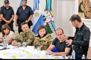El presidente Javier Milei y los ministros Patricia Bullrich y Luis Petri