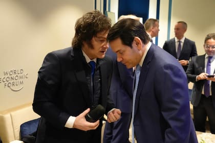 El presidente Javier Milei y secretario de Estado norteamericano, Marco Rubio, en el Foro de Davos.
