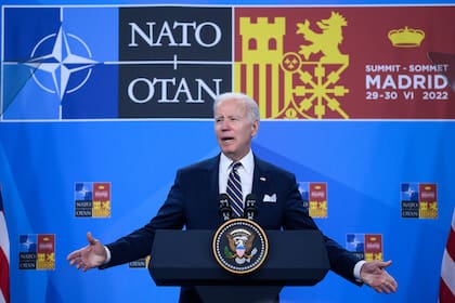 El presidente Joe Biden, durante una conferencia de prensa en la cumbre de la OTAN