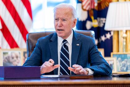 El presidente Joe Biden en la Casa Blanca en Washington el 11 de marzo del 2021 (Foto AP/Andrew Harnik)