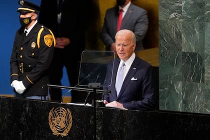 El presidente Joe Biden, en su discurso ante la Asamblea General de la ONU, en Nueva York. (AP Photo/Evan Vucci)