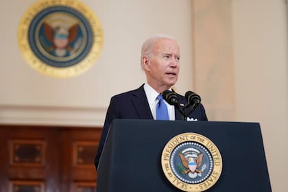 El presidente Joe Biden habla en la Casa Blanca en Washington el viernes 24 de junio de 2022, luego de que la Corte Suprema anulara Roe v. Wade. (Foto AP/Andrew Harnik)