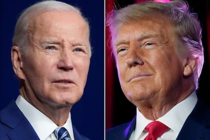 El presidente Joe Biden (i) en 10 de agosto de 2023 en Salt Lake City, y el expresidente Donald Trump (d) el 8 de julio de 2023 en Las Vegas