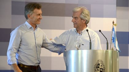 El presidente Mauricio Macri con su par de Uruguay Tabaré Vázquez hoy