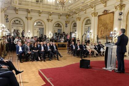 El presidente, Mauricio Macri, durante el anuncio en Casa Rosada