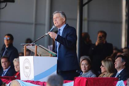 El presidente, Mauricio Macri, en el acto de apertura de la feria anual en La Rural