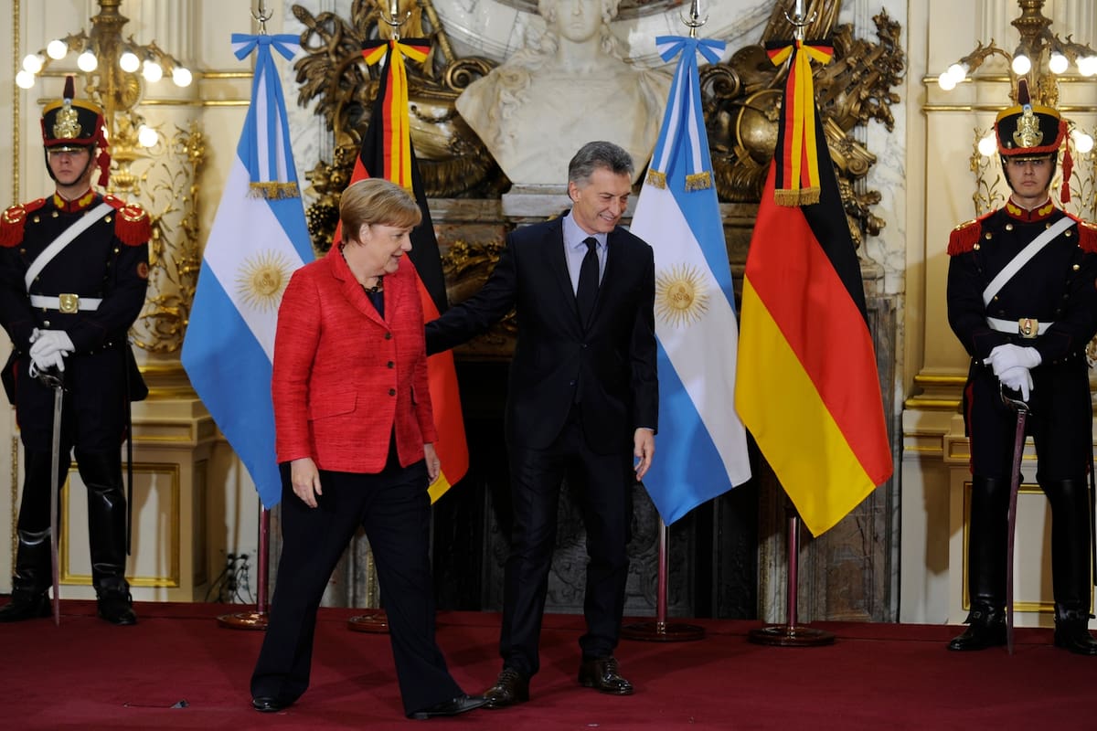 EL presidente Mauricio Macri recibe a su par Angela Merkel, en la Casa Rosada