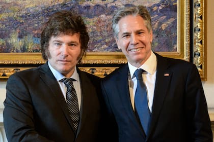 El presidente Milei junto a Blinken