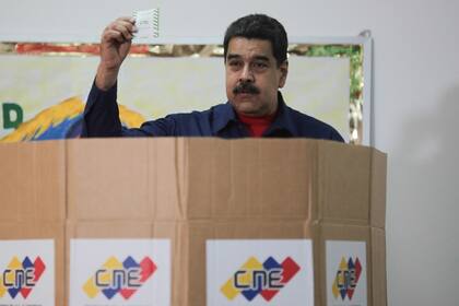 El presidente Nicolás Maduro, ayer, en las elecciones municipales, en Venezuela