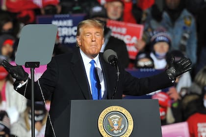 El presidente norteamericano, Donald Trump, ayer en un acto de campaña en Omaha, Nebraska