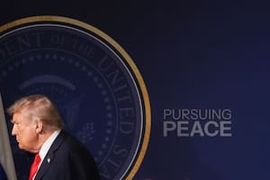 El presidente norteamericano, Donald Trump, después de una conferencia de prensa conjunta con el presidente de Rusia, Vladimir Putin, en Alaska, el viernes 15 de agosto de 2025