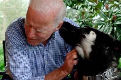 El presidente norteamericano Joe Biden y su perro Major, rescatado de un refugio de animales
