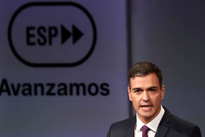 El presidente Pedro Sánchez en un discurso por sus primeros 100 días en el gobierno español