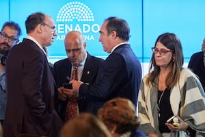 El presidente provisional del Senado Bartolomé Abdala con el senador Pablo Blanco, al lado la senadora del Pro Guadalupe Tagliaferri