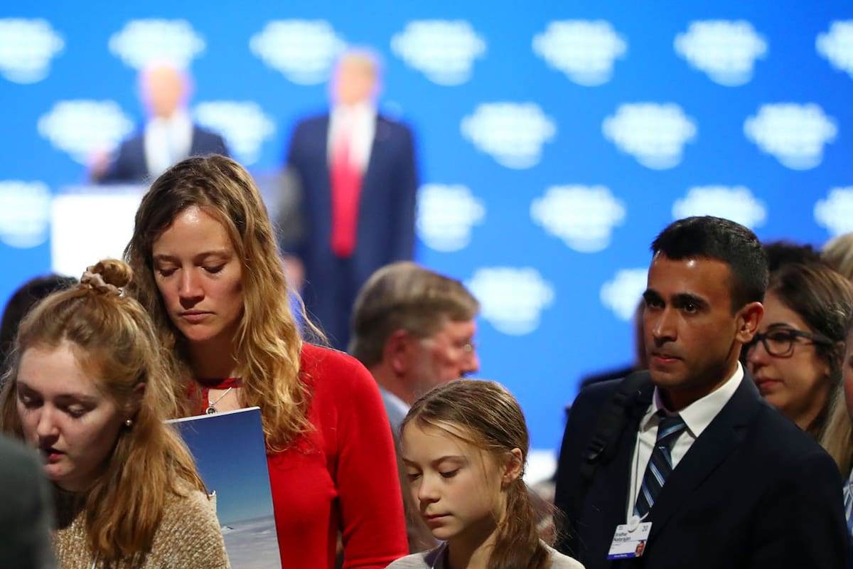 El presidente republicano y la activista sueca participan del foro económico en Davos
