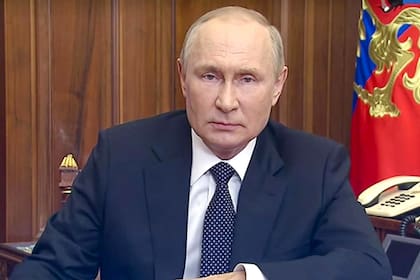 El presidente ruso, Vladimir Putin, durante su discurso grabado