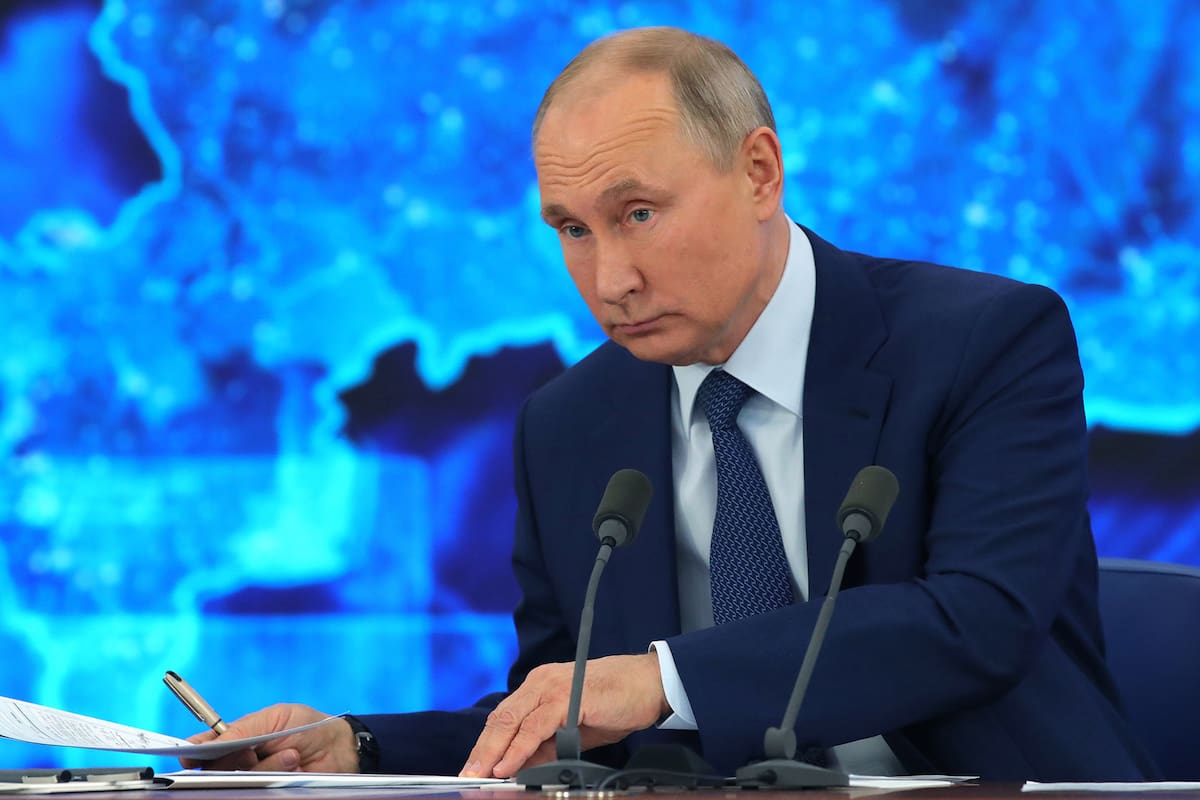 El presidente ruso, Vladimir Putin, durante su conferencia de prensa anual vía video
