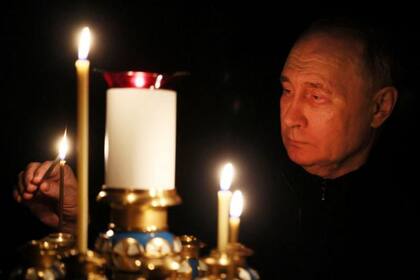 El presidente ruso, Vladimir Putin, durante un acto en honor a las víctimas del ataque al auditorio en las afueras de Moscú