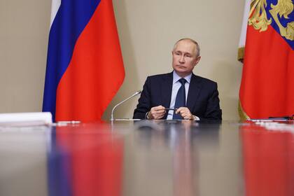 El presidente ruso, Vladimir Putin, en Novo-Ogaryovo, en las afueras de Moscú. (Gavriil GRIGOROV / POOL / AFP)