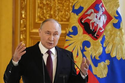 El presidente ruso, Vladimir Putin, en un acto en el Kremlin. (AP/Alexander Zemlianichenko)