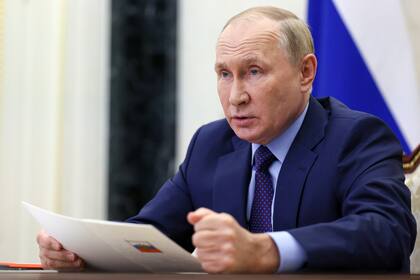 El presidente ruso, Vladimir Putin, preside una reunión del Consejo de Seguridad por videoconferencia en Moscú, Rusia, el viernes 9 de septiembre de 2022.