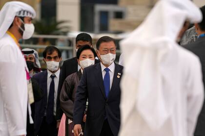 El presidente surcoreano Moon Jae-in en Dubái, Emiratos Árabes Unidos, el 16 de enero del 2022. (Foto AP/Kamran Jebreili)
