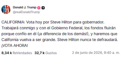 El presidente Trump instó a los republicanos a votar por Steve Hilton