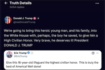 El presidente Trump reveló que invitó al rescatista a la Casa Blanca para recibir la “máxima condecoración civil"