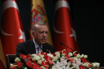 El presidente turco Recep Tayyip Erdogan en Ankara, Turquía, el 17 de noviembre de 2021.  (Foto AP/Burhan Ozbilici)