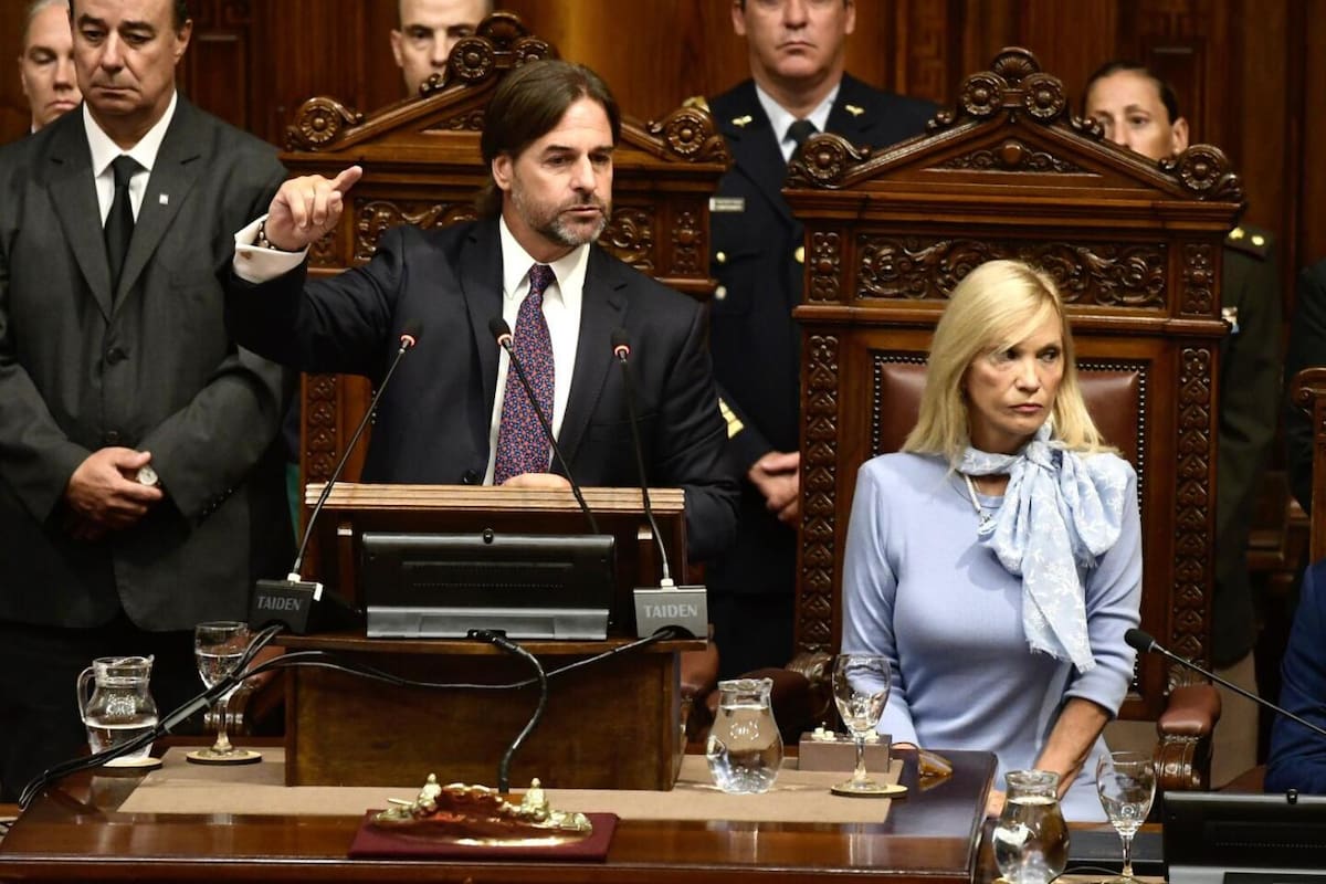 El presidente uruguayo, Luis Lacalle Pou, durante el discurso ante la Asamblea General, en Montevideo