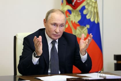 El presidente Vladimir Putin durante una ceremonia virtual en el Kremlin