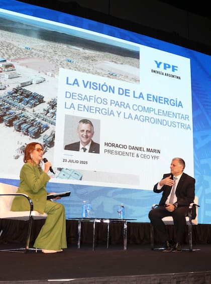 El presidente y CEO de YPF, Horacio Marín, mientras hablaba de la situación del sector petrolero y los negocios de agro que tiene la firma