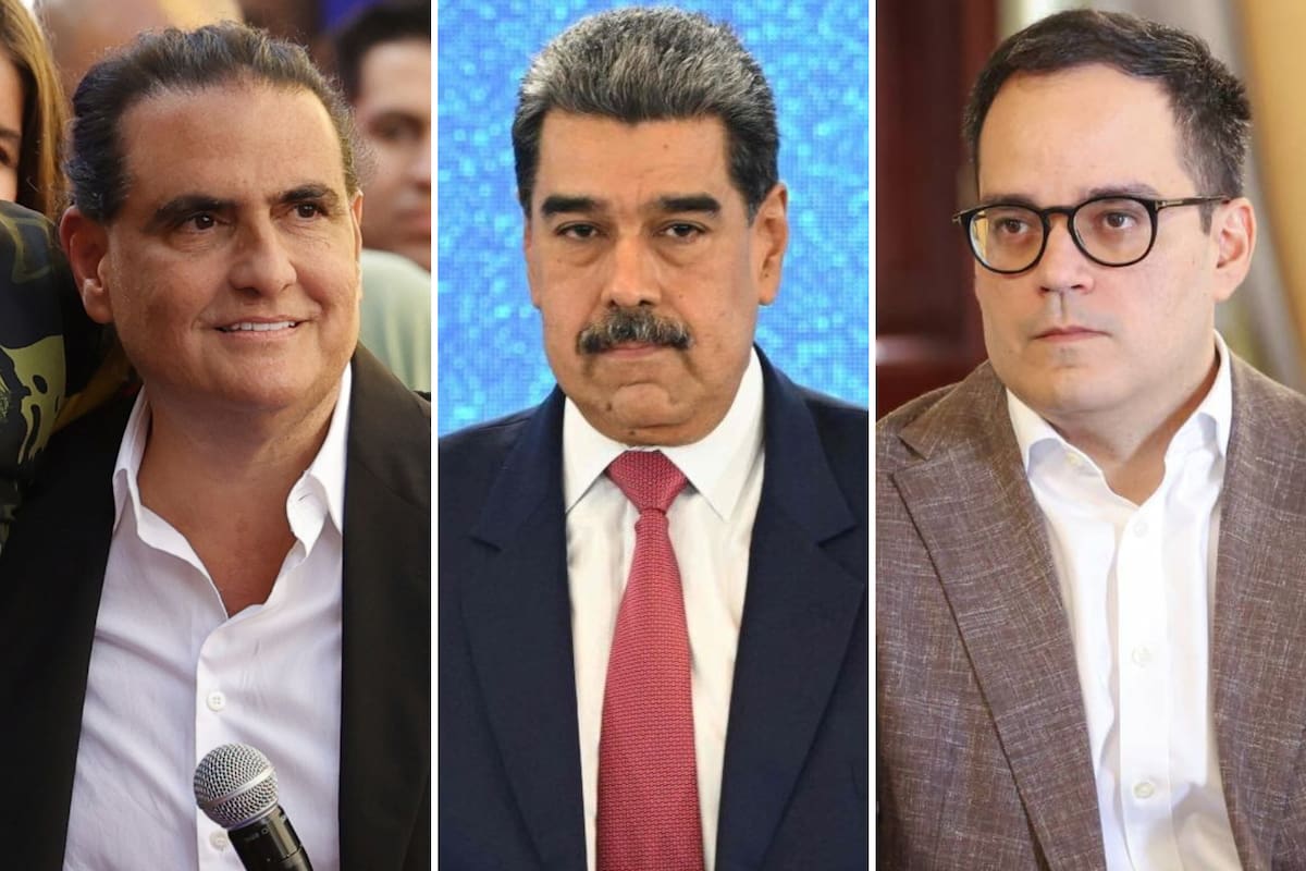 El presunto testaferro Alex Saab; el presidente depuesto Nicolás Maduro; y el reemplazante de Saab, Calixto Ortega