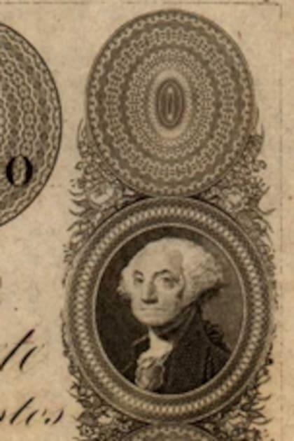 El primer billete argentino impreso en los Estados Unidos, con el retrato de George Washington