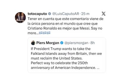 El primer cruce entre Piers Morgan y Luis Caputo por la soberanía de las Islas Malvinas