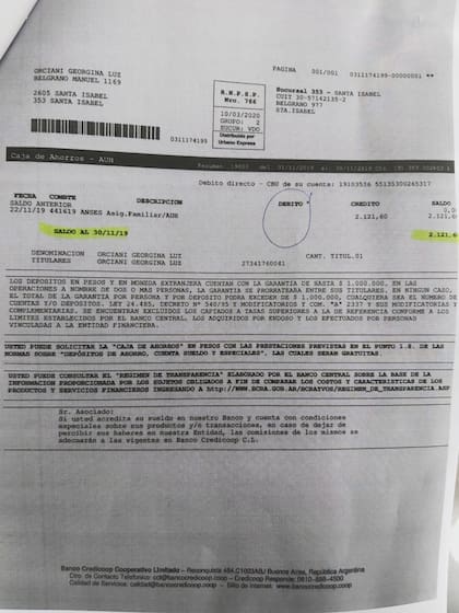 El primer depósito por AUH