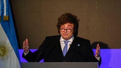 El primer mandatario durante su alocución en la Bolsa de Cereales de Buenos Aires