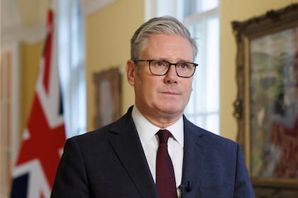 El primer ministro británico, Keir Starmer, grabando un mensaje en video en Londres, Reino Unido, el 19 de septiembre de 2025