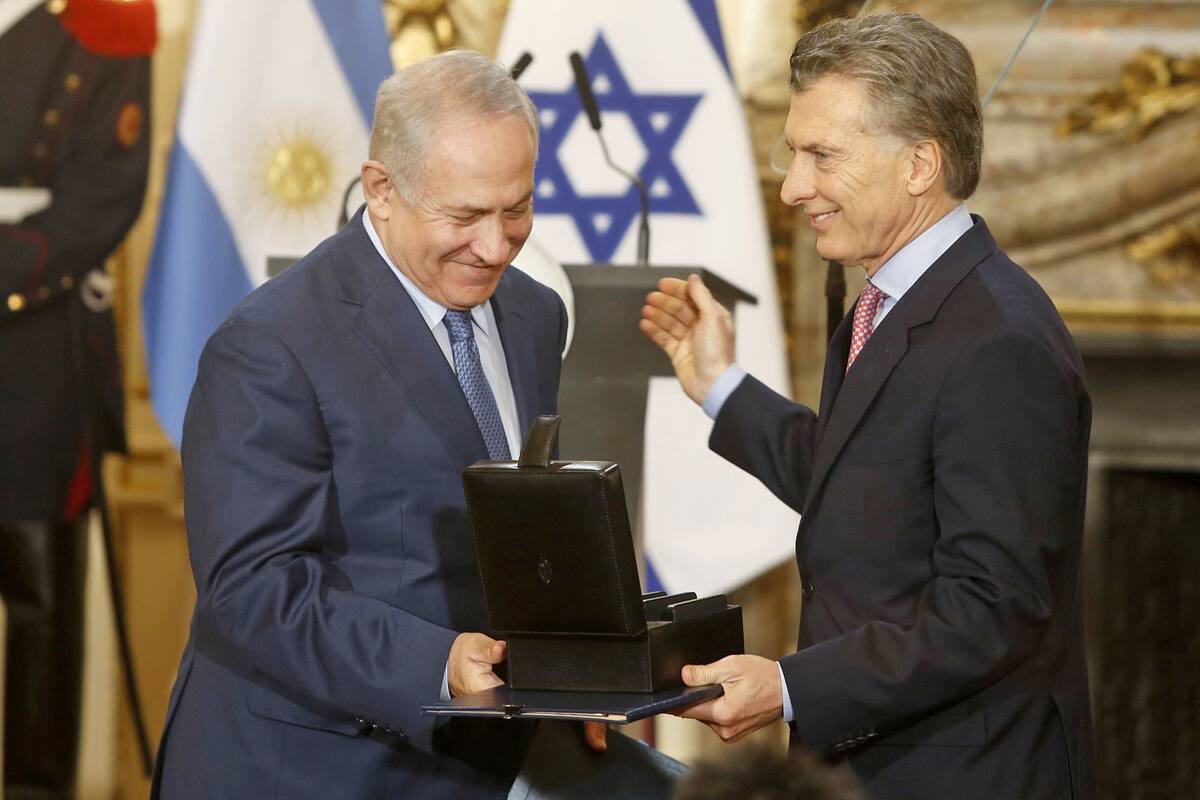 El primer ministro de Israel, Benjamin Netanyahu y el presidente de Argentina, Mauricio Macri, mantuvieron una reunion bilaterlal en Casa Rosda en 2017